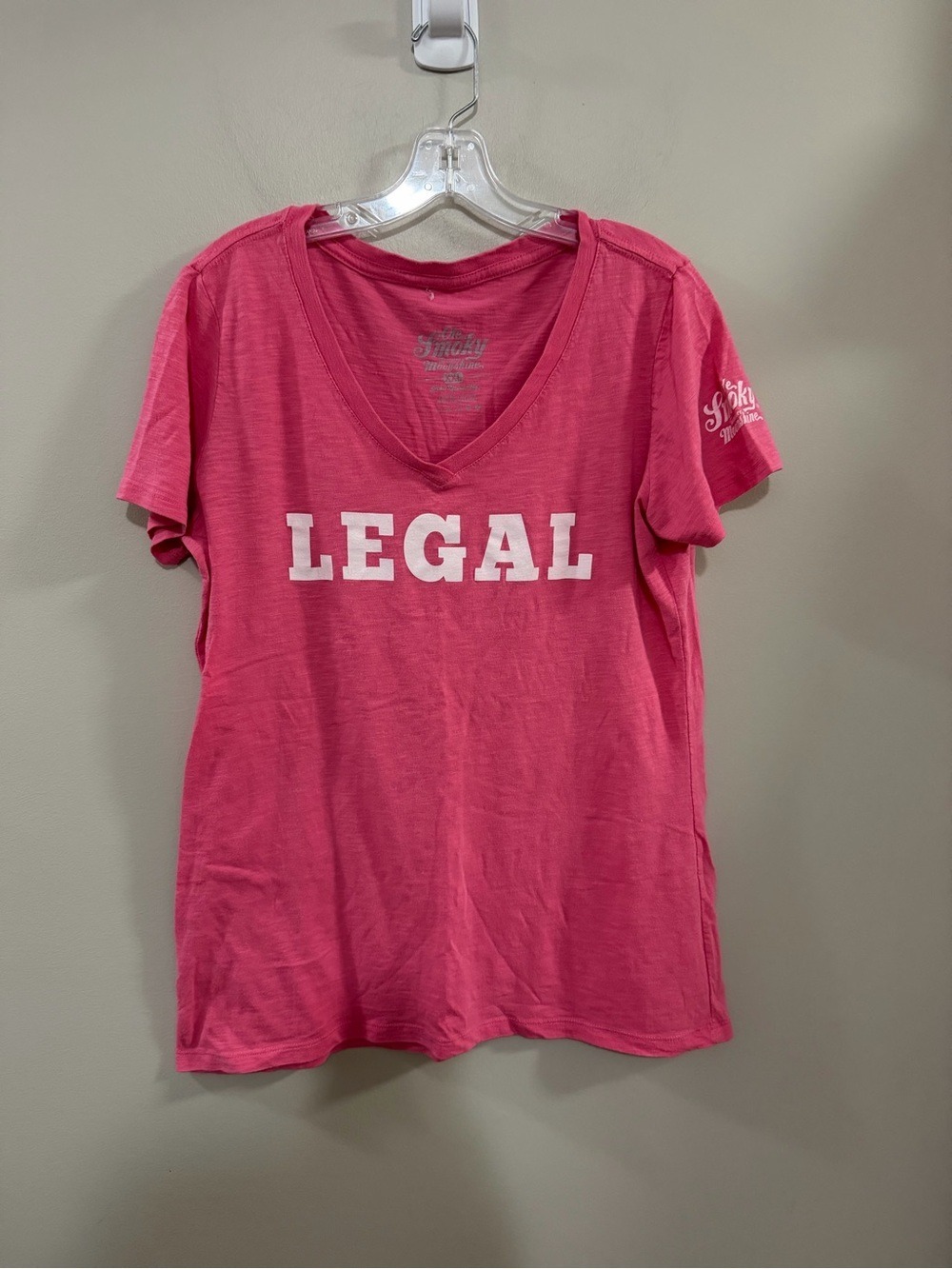 Ole Smoky Moonshine Pink 'LEGAL' V-Neck Graphic Tee. Size XXL